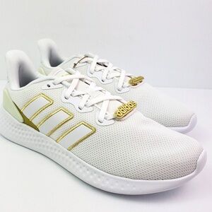 White and gold adidas shoes